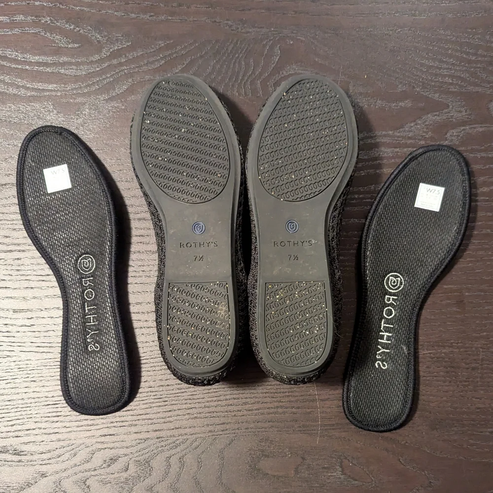 Rothy's 7.5 Women's Black Waffle Weave Flats, The Flat - Picture 12 of 13